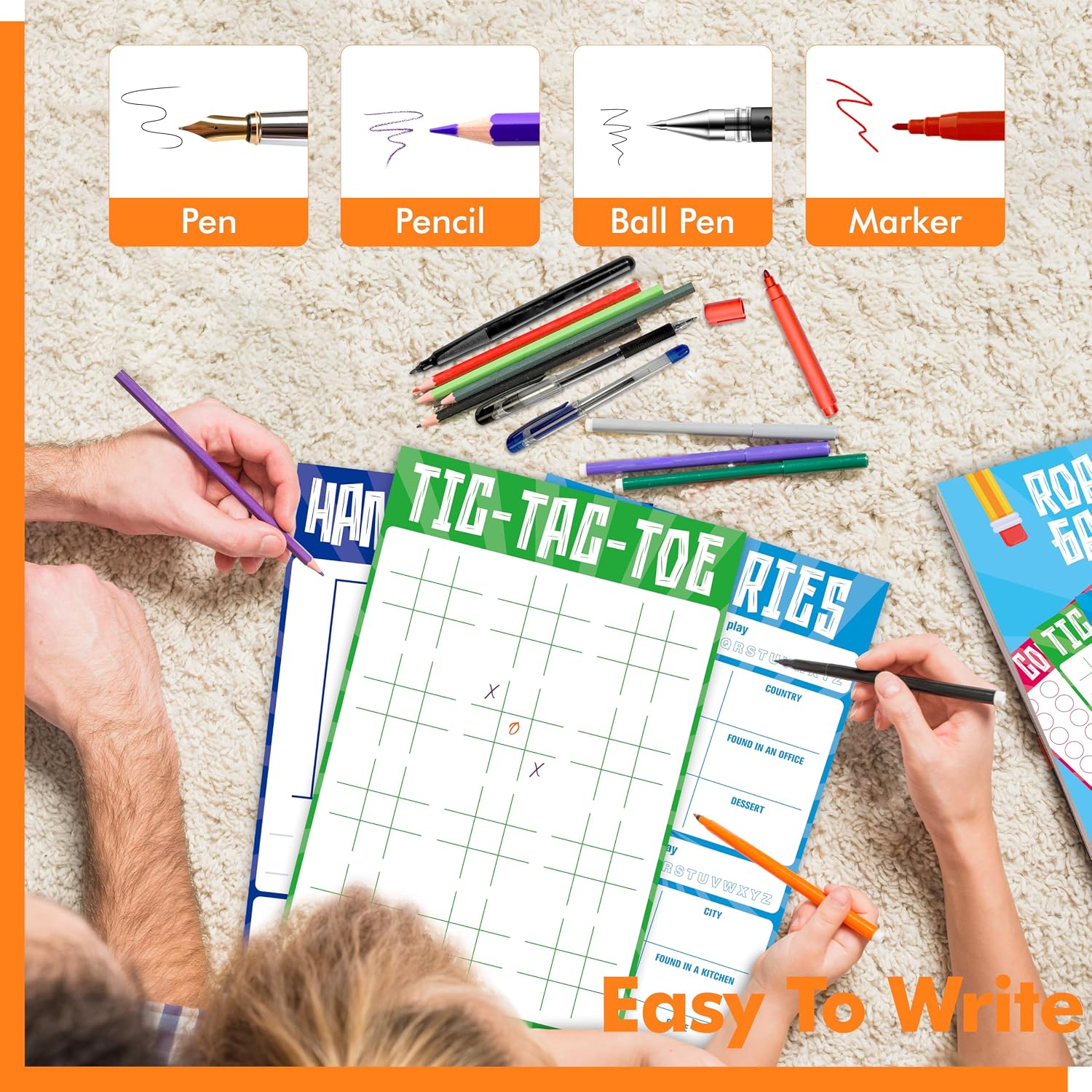 Road Trip Game Pad, 80 Perforated Sheets Travel Activity Pad, 5 Games in 1 Pad, Plane, Car Trip Activity, Pen Pencil & Paper Game for Kids, Adults (6” x 9”) - Image 5