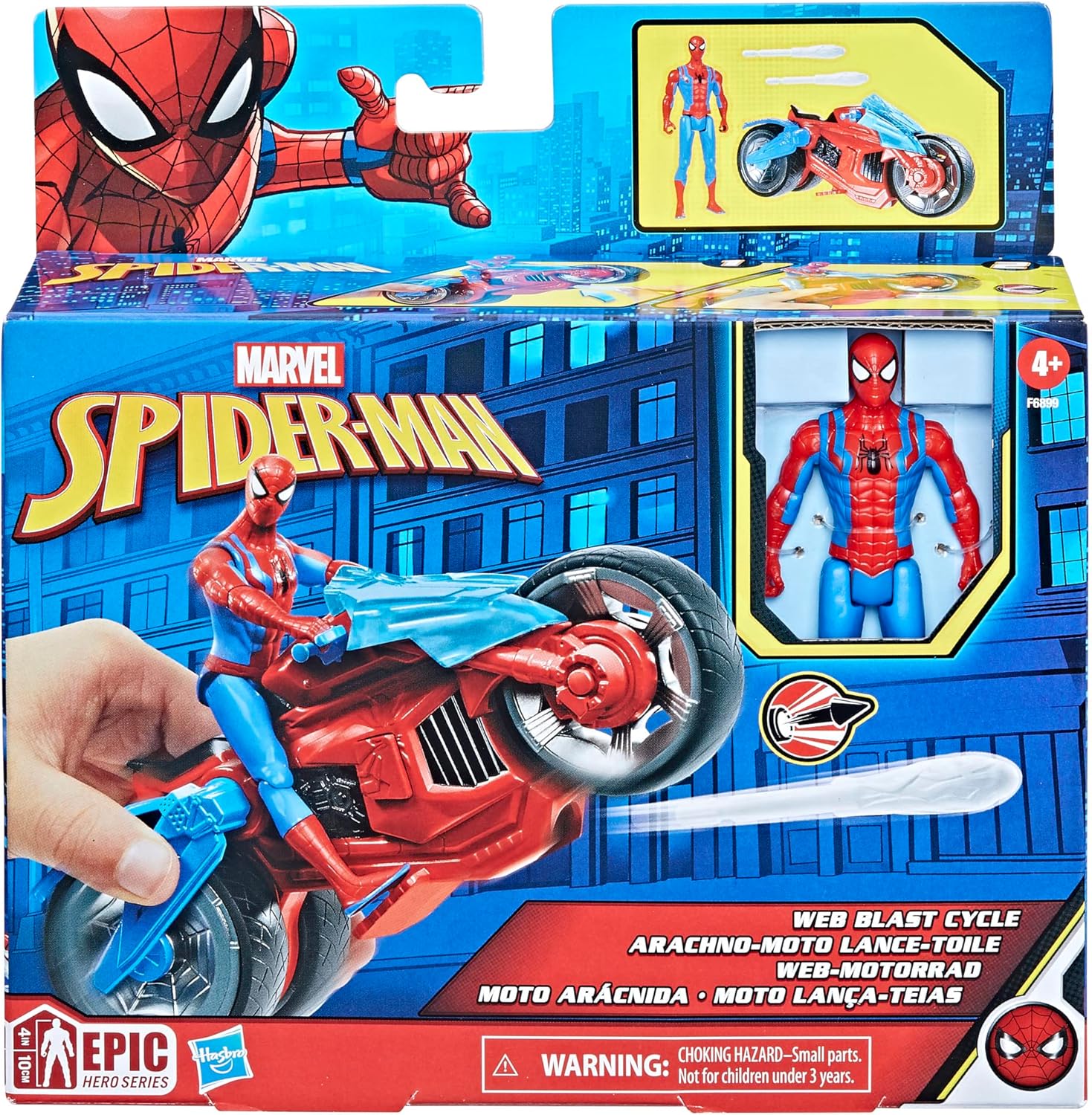 Marvel Spider-Man Web Blast Cycle, 4-Inch Action Figure with Vehicle and 2 Web Projectiles, Kids Playset for Ages 4 and Up - Image 2