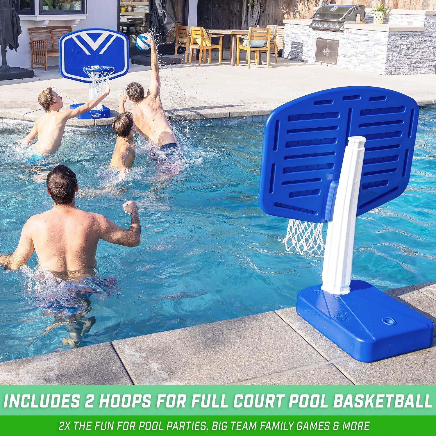 GoSports Splash Hoop 2-in-1 Full Court Pool Basketball & Volleyball Game Set - Image 3