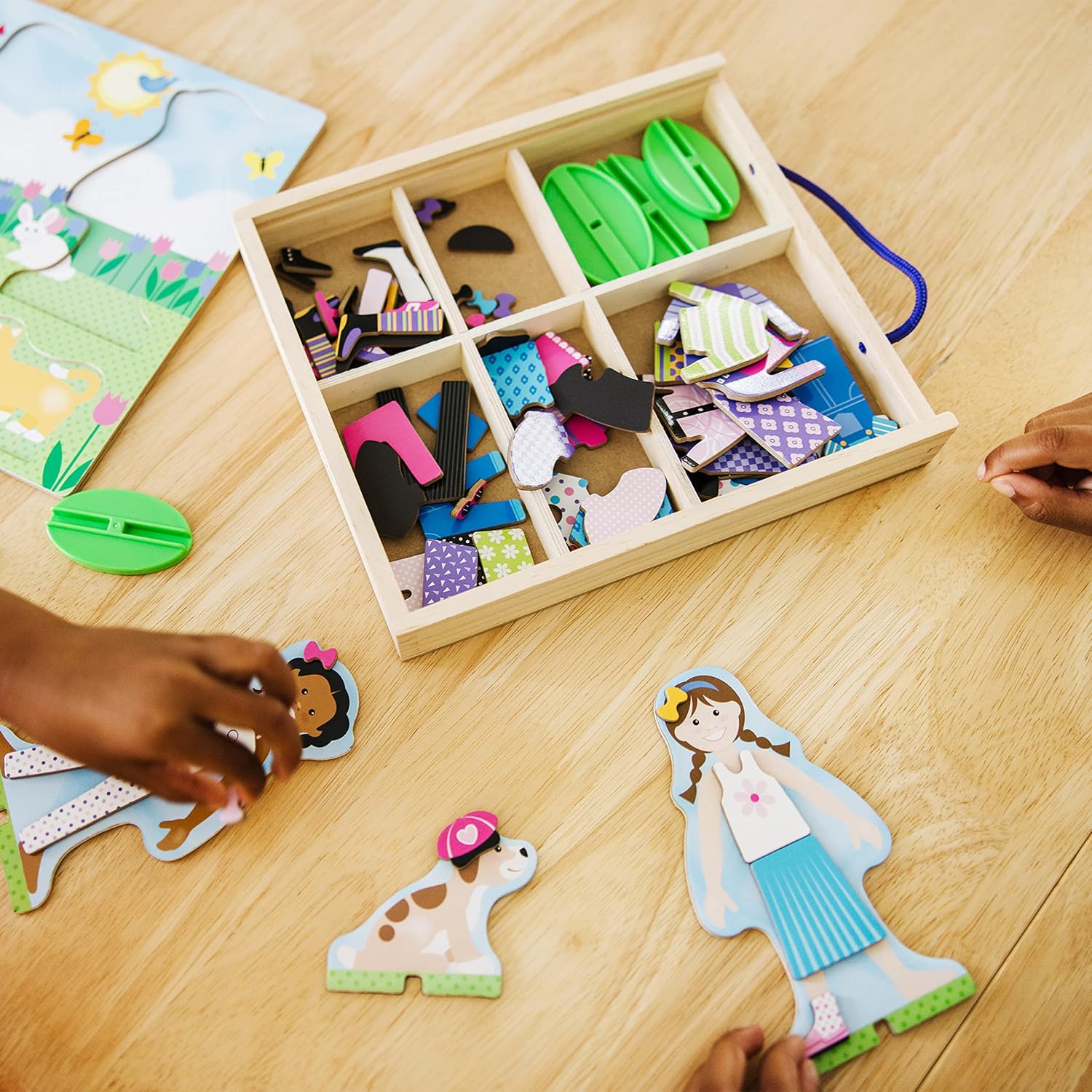 Melissa & Doug Best Friends Magnetic Dress-Up Wooden Dolls Pretend Play Set (78 pcs) - Image 5