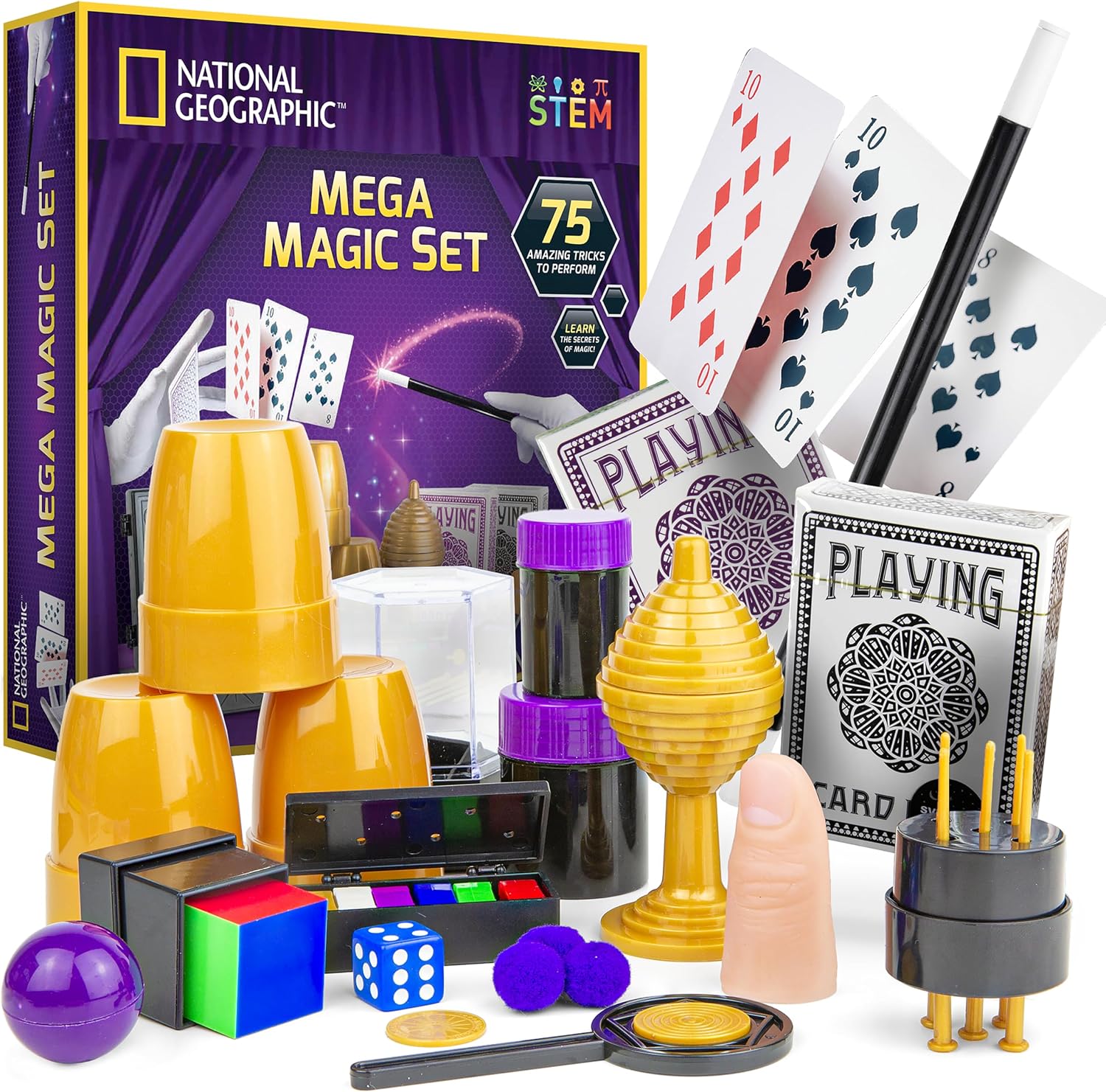 National Geographic Mega Magic Set - More Than 75 Magic Tricks for Kids to Perform with Steps, Video Instructions for Each Trick Provided by a Professional Magician (Amazon Exclusive)