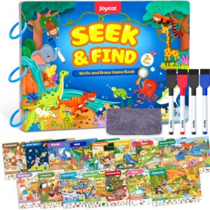 JoyCat Seek & Find Game Books – Preschool Learning Activity for Toddlers & Kids Ages 3-5, Travel Activities Toys for Road Trip Car Airplane, Busy Book, Birthday Gifts for Girls and Boys Ages 4-8