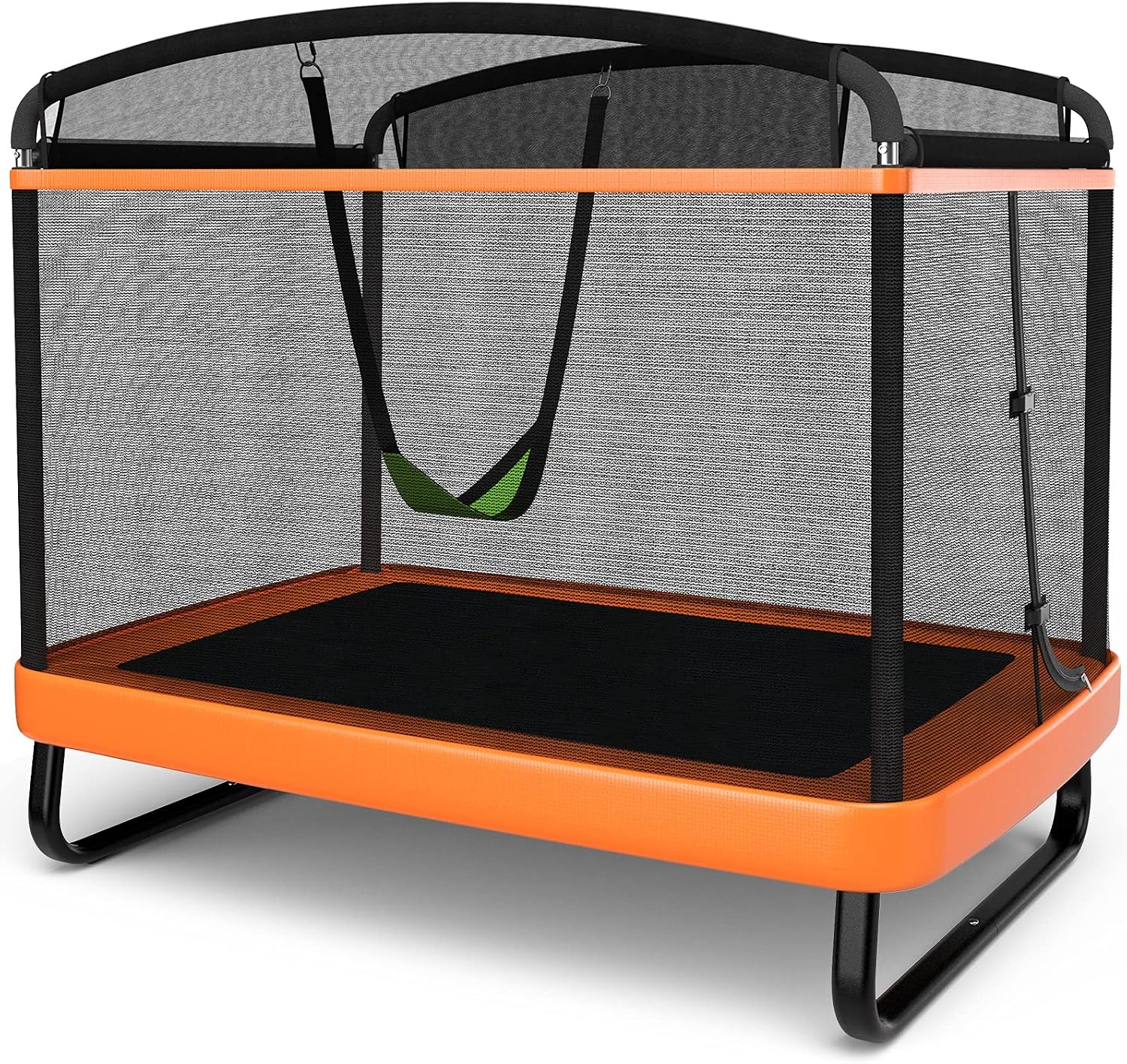 Giantex 6 FT Trampoline for Kids with Swing, Toddler Trampolines with Safety Enclosure Net, ASTM Approved, Rectangle Indoor & Outdoor Mini Kids Trampoline - Image 9