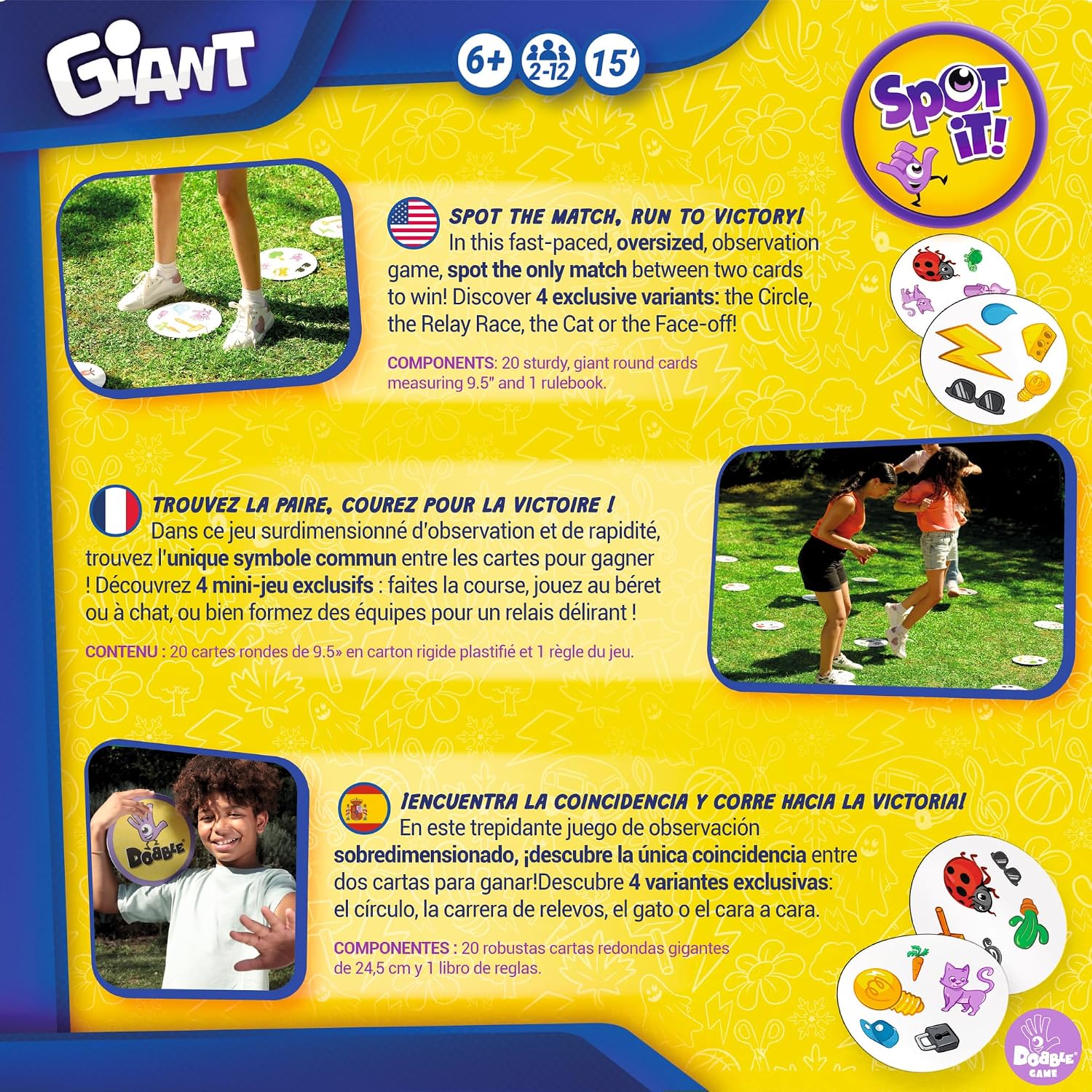 Asmodee Spot It! Giant Card Game - Oversized Matching with 4 Exclusive Mini-Games, Fast-Paced Family Game for Kids & Adults, Ages 6+, 2-12 Players, 15 Minute Playtime, Made by Zygomatic - Image 2