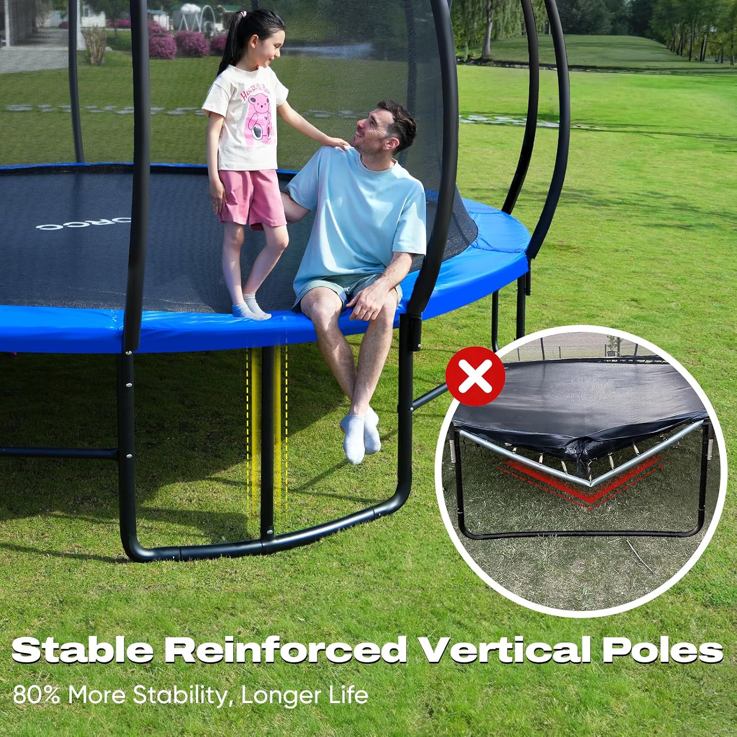 ORCC Kids Trampoline, 1200LBS Weight Capacity Outdoor Trampoline 16 15 14 12 10 8FT Yard Trampolines for Kids Adults - Image 2