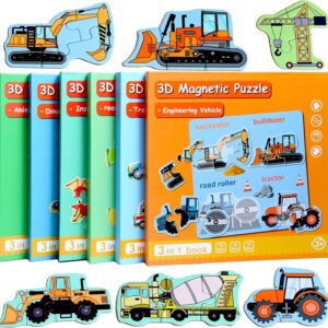Magnetic Puzzles for Kids Ages 3-5, Travel Toddler Puzzles Ages 4-6 Year, Excavator Refrigerator Magnet for Kids Learning Gift for Road Trip, Activities Toys for 3 4 5 6 Year Old Boys Birthday Gifts