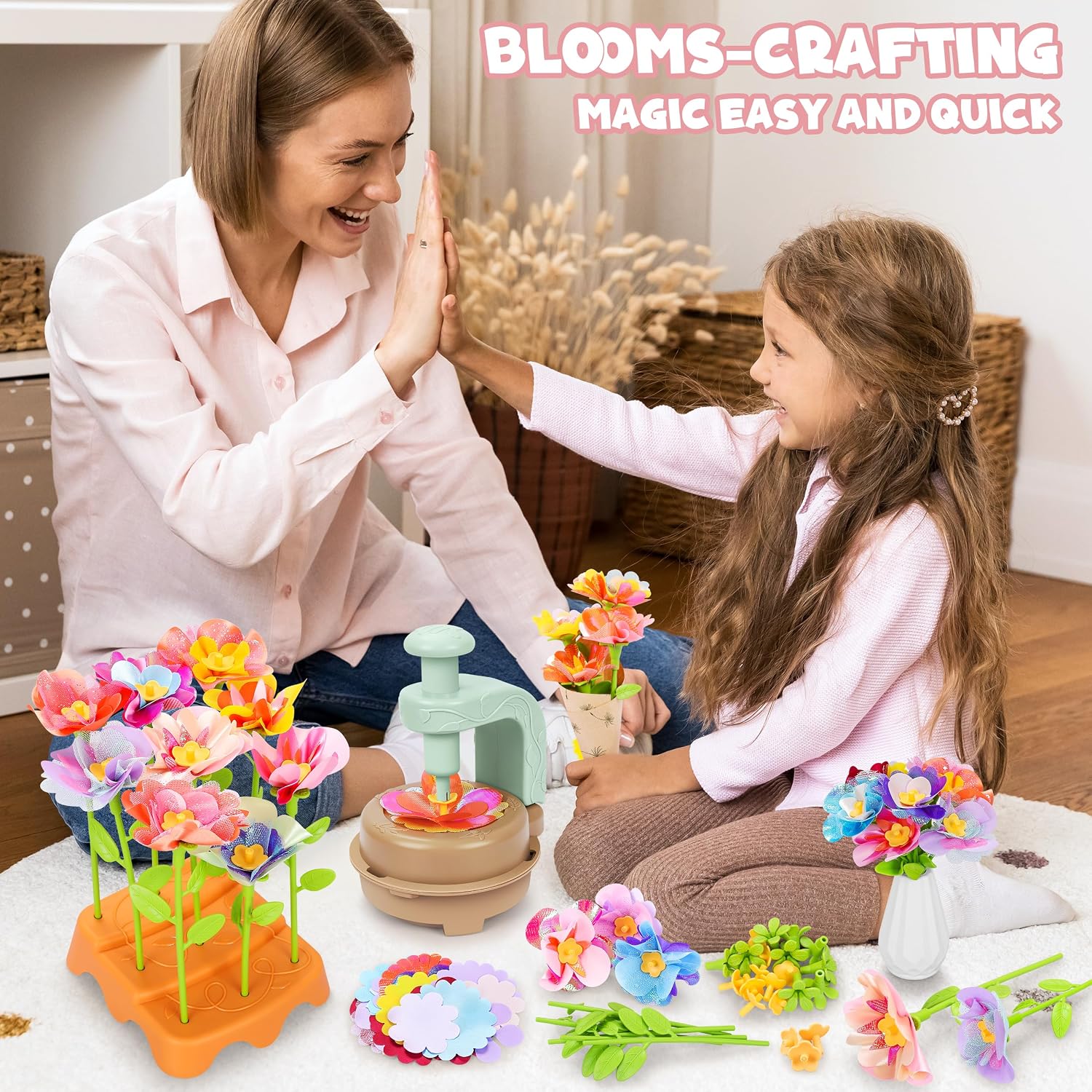 Fabric Flower Bouquets Toys, DIY Craft Kits Toys for Kids - Flowers Market Toy, Build Your Flower Bouquet, Arts & Crafts for 4+ Year Toddler Girl, Educational Activity Preschool B-Day Gifts - Image 6