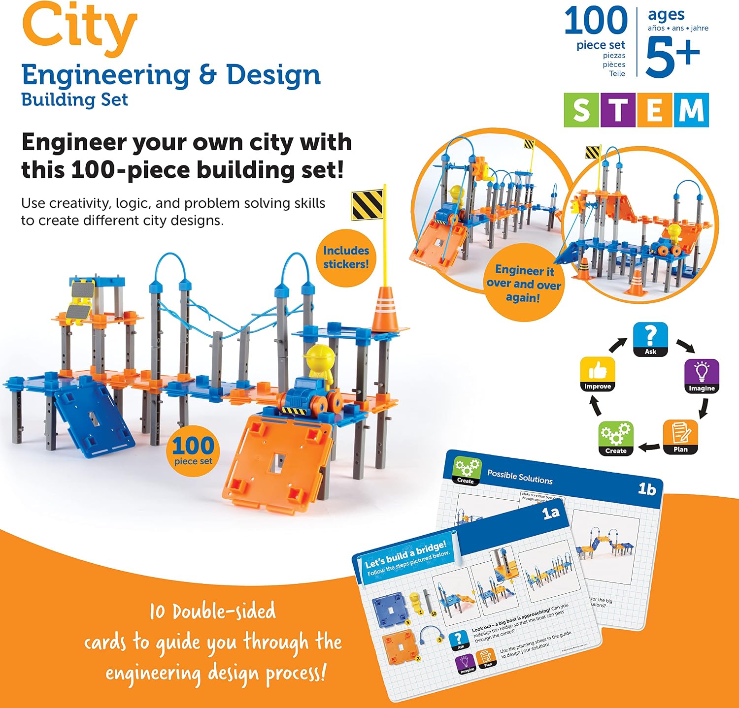 Learning Resources City Engineering & Design Building Set - Preschool Building Toys, STEM Toys for 5 Year Old, Kids Engineering Kit, STEM Gifts for Kids - Image 7