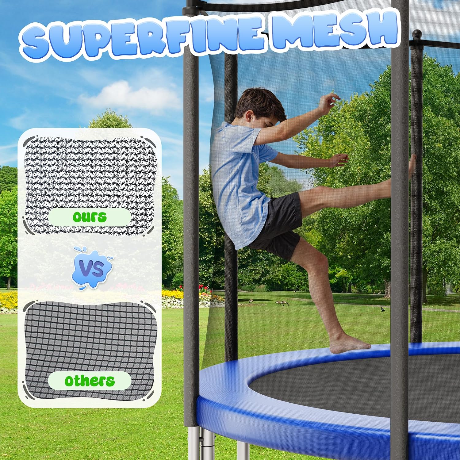 JELENS Trampoline 8FT 10FT 12FT 14FT 15FT, Outdoor Trampolines with Enclosure Net, Recreational Anti-Rust Trampolines for Kids and Adults, ASTM Approved - Image 3