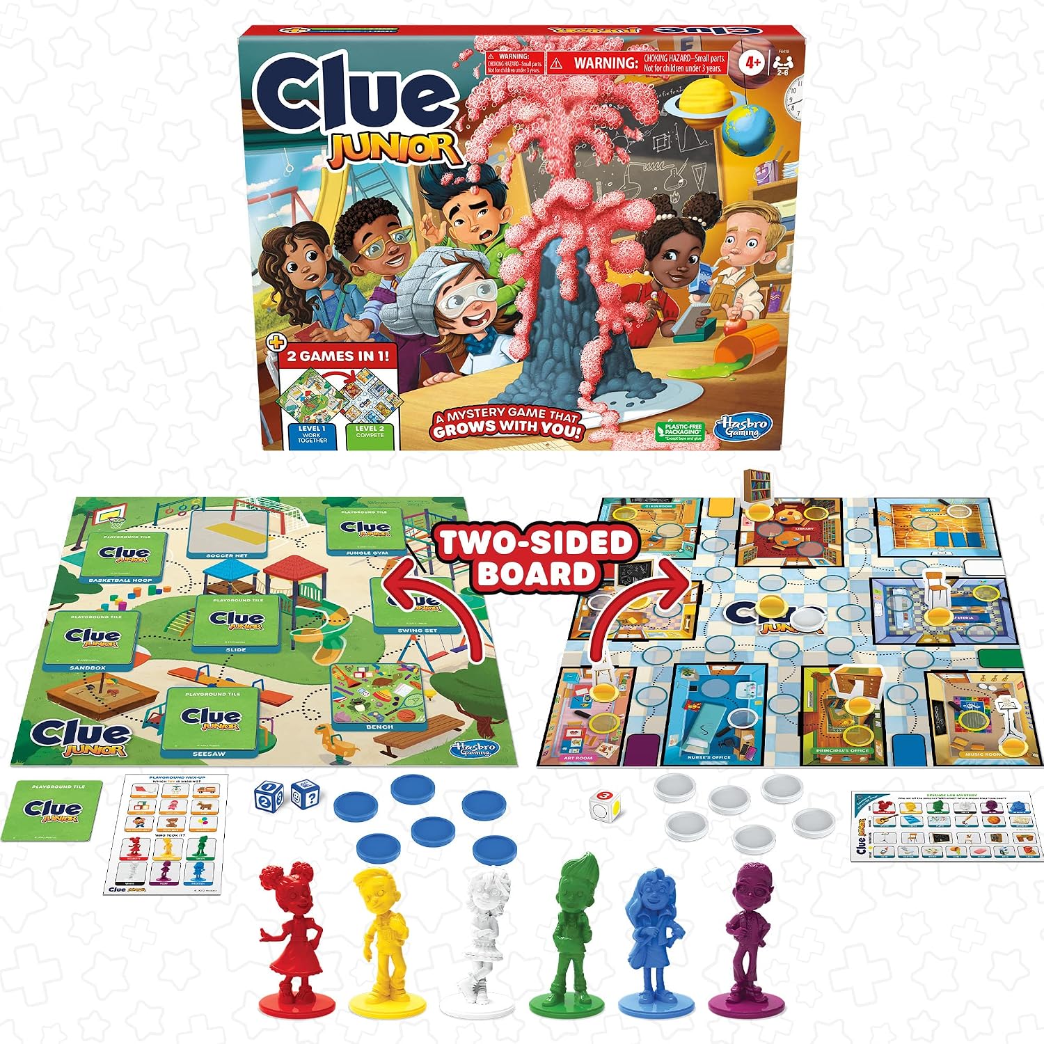 Hasbro Gaming Clue Junior Board Game | 2-Sided Gameboard, 2 Games in 1 | 2 to 6 Players | Mystery Games for Kids | Back to School Gifts | Classroom Preschool Games | Ages 4+ - Image 3