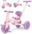 Toddler Bike with Push Handle,Tricycles for 1 to 3 Years Old, Toddler Tricycle with Push Handle for Boy Girl, Baby Balance Bike with Adjustable Seat Height and Removable Pedal (Deep Purple)