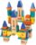 Xylolin Wooden Castle Building Blocks Set, Big Solid Beech Wood Toddlers Stacking Block Toy, Kids Construction Playset for Boys Girls 69 Pieces Set
