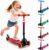 Kids Kick Scooter, Kick Scooter for Kids 2-7 Age, Light up 3 Wheels Kick Scooter, Heavy Duty Folding Lean-to-Steer Scooters with 3 Adjustable Handlebar for Boys Girls Blue