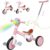 5-in-1 Toddler Tricycle with Lights & Music, Adjustable Push Kids Bike for 1-5 Year Olds, Toddler Balance Bike & Tricycle for Boys & Girls, Birthday Gift for 1 2 3 4 5 Year Old Kids (Pink)