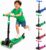 Kids Kick Scooter, Kick Scooter for Kids 2-7 Age, Light up 3 Wheels Kick Scooter, Heavy Duty Folding Lean-to-Steer Scooters with 3 Adjustable Handlebar for Boys Girls Blue