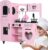 TaoHFE Play Kitchen, Pink Kids Kitchen Set for Girls Kitchen Set for Kids Ages 6-8 Gift Toddler Kitchen Set for Kid Age 3+ Kitchen Playset with Lights & Sounds Wooden Toy Kitchen Playset Gift