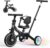 5-in-1 Tricycle for Toddlers 1-3, Convertible Toddler Bike with Push Handle & Removable Pedals, Balance Bike with Colorful Lighting Wheels, Adjustable Seat Height with Backrest (Black)