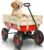All-Terrain Handcart with Removable Wooden Side Panels, Kids Wagon, Heavy-Duty Steel Cart, Foldable Pet Stroller, Ideal Gift for Halloween and Christmas, Red