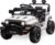Ride On Truck Car, 12V Ride On Toy w/Parent Remote Control, Steering Wheel Music, 4-Wheel Spring Suspension, Led Lights, 2 Speeds, Kids Electric Vehicles for Age 3-5, White