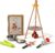 Wooden Kids Camping Toy Set, Campfire Cooking Play Set with Tripod Grill, S’Mores & Kebab Skewers, Montessori Pretend Camping Kitchen Gift for Toddlers Ages 3–6