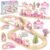 Lehoo Castle Wooden Train Set – Unicorn Train Set for Toddlers 2-4, Wooden Train Track Toddler Girl Toys, Pink Train Fantasy Toys for 3 4 5 6 7 Year Old Girl