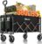 Collapsible Wagon Cart Foldable Beach Wagon with All-Terrain Wheels – 380 LBS Heavy Duty Grocery Cart for Shopping, Beach, Camping, Sports, Garden (Black)