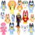 Bluеу Toys 16 PCS Super Fan Figurines Set, Wolfs Action Figures, Character Pack with Exclusive Figures, Wolves Figurines Family and Friends Set, Cake Toppers 2-3.5 Inch