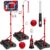 HYES 4 in 1 Kids Basketball Hoop and Tball Set for Toddlers 3-5, Adjustable Hanging Tee Ball Stand with Automatic Baseball Pitching Machine, Indoor Outdoor Sport Toys Birthday for Boys