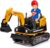 JOYLDIAS 360 Degree Rotating Ride On Excavator and Bulldozer,12V12AH Battery Powered Ride On Toy Backhoe W/Track Design Wheels for All Terrain,Remote Control,MP3,Toolbox for Kids,Parent,Yellow