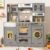 BIERUM Wooden Play Kitchen for Kids Ages 3-8 with Lights & Sounds, Pretend Play Kitchen Set with Stove, Ice Maker, Coffee Maker, Oven & Accessories, Toddler Kitchen Playset for Boys and Girls (Gray)