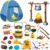 Kids Play Tent with Campfire, Toddlers Camping Set, Oil Lantern with Sound, Cut Up Fruits, Marshmallow, Skewers, Pretend Camping Toys for 3 4 5 6+ Year Old Boys and Girls