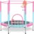 BLUERISE 55IN 6FT Toddler Trampoline for Kids Indoor Outdoor Play for Kids Trampoline Basketball Hoop Attachment with Enclosure Net Easy to Assemble