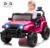 Kids Ride On Jeep Car for Kids, 12V Electric Car for Toddlers with Remote Control Boys Girls Toddler Car Ride on Toys, USB Music Player, Safety Belt, Horn, LED Lights(Pink Jeep)