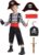 IKALI Pirate Costume for Kids Boys,Toddler Pirate Role Play Dress Up with Bandana, Cutlass, Hat 3-10 Years