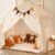Little Dove Extra Large Kids Play Tent with Flags & Star Lights, Portable & Foldable Teepee, Boys & Girls, Indoor Outdoor JoyHut Dome Tent Playhouse, 59x39x59 in, Cream