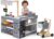 HONEY JOY Kids Grocery Store Playset, Wooden Market Stand Play Store with Canopy & Shopping Cart, Toddler Supermarket Checkout Stand w/Blackboard & Accessories, Grocery Store Pretend Play (Gray)