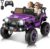 Hikole 24V 4WD Ride on Toys with Remote, 2 Seater Kids Electric Car with 20 Inch Seater, 4x100W Motors, 4 Shock Absorbers, Music Play,Bright Light, 24 Volt Kids Vehicles- Purple