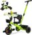 KRIDDO 2-in-1 Tricycle for Toddlers 1.5-5 Years, Push Tricycle with Parent Steering & Detachable Handle, 9-Stage Adjustable Handlebar, Toddler Trike with Safety Belt, Clutch Pedals & Dual Baskets, GN
