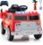 Costzon Kids Ride on Fire Truck, 12V Battery Powered Fire Car w/Remote Control, Extinguisher, Shovel, Loudspeaker, Music, Sirens, Lights & Wireless Connection, Electric Vehicle for Kids(Fire Truck)