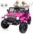 24V Ride On Jeep, Kids 2 Seater Ride On Car Truck w/4WD Motor, Remote Control, 3 Speed, Bluetooth Music, Spring Suspension, LED Light, Kids Electric Car Power Wheels Gift for Boys, Girls – Pink