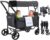 MOMFANN Wagon Stroller for 2 Kids, All-Terrain Foldable Baby Wagon with Adjustable Push & Pull Handle, 5-Point Harness, Removable Canopy, Footwell & Large Storage Bag-Gray