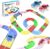 PicassoTiles Race Track Magnetic Tiles Car Toy Fun Playset Includes 2 Racing Trucks Racecars STEM Educational Magnet Building Block Construction Set for Toddlers Boys Girls Ages 3 and Older PTR30