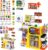 RedCrab 65PCS Cash Register Playset for Kids – Grocery Store Supermarket Playset with Play Money, Calculator, Scanner, Credit Card & Play Food, Educational Role Play Toy for Boys Girls Ages 3+
