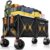 Beach Wagon Carts Foldable 570LBS Collapsible Wagon with Big All-Terrain Wheels for Sand 330L Heavy Duty Utility Carts with Cup Holders for Garden, Camping, Grocery, Black
