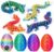 TBOLINE 4PCS 3D Printed Dragon Egg, Articulated Crystal Animals Cool Fidget Toys, Small 3D Printer Dinosaur Eggs Party Favors Toy Classroom Prizes for Kids Boy Girls 5-7 8-12