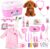 Girl Toys Doctor Kit for Toddlers 3-5 with Plush Dog, 39 PCS Kids Vet Play Set with Heartbeat Sound Stethoscope & Dress Up Toddler Doctor Costume & Hat, Pretend Play Pet Vet Toy for Girls Gifts