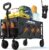 Collapsible Wagon with Wheels, Wagons Carts Foldable 220 lbs Heavy Duty, Folding Utility Wagon Cart with All-Terrain Wheels, Telescoping Handle & 2 Cup Holders for Beach Garden Grocery Shopping