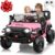 JOYRACER 24V 2 Seater Ride On Toys for Big Kids, 800W Power Truck Wheels with Remote Control, 20″ Seats, Soft Start/Brake, Bluetooth, LED Lights, 4WD Electric Ride On Car for Kids Ages 3-8, Rose Red
