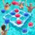 Intoypad Pool Toys for Kids Adults, Tropical Leaves Inflatable Swimming Pool Tic Tac Toe Game with 10 Balls Fun Summer Party Lake Above Ground Float Game Water Ball Toys for Kids Teens Adult （Blue