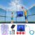 3-in-1 Trampoline Accessories Kit: 360°Rotating Water Sprinkler, 50FT Solar-Powered LED Lights & Kids Basketball Hoop with 3 Mini Balls / 8 Light Modes, Universal Fit for 8-16ft Trampolines